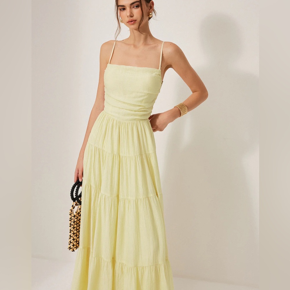 Pleated Backless Tiered Cami Dress - Picture 3 of 7